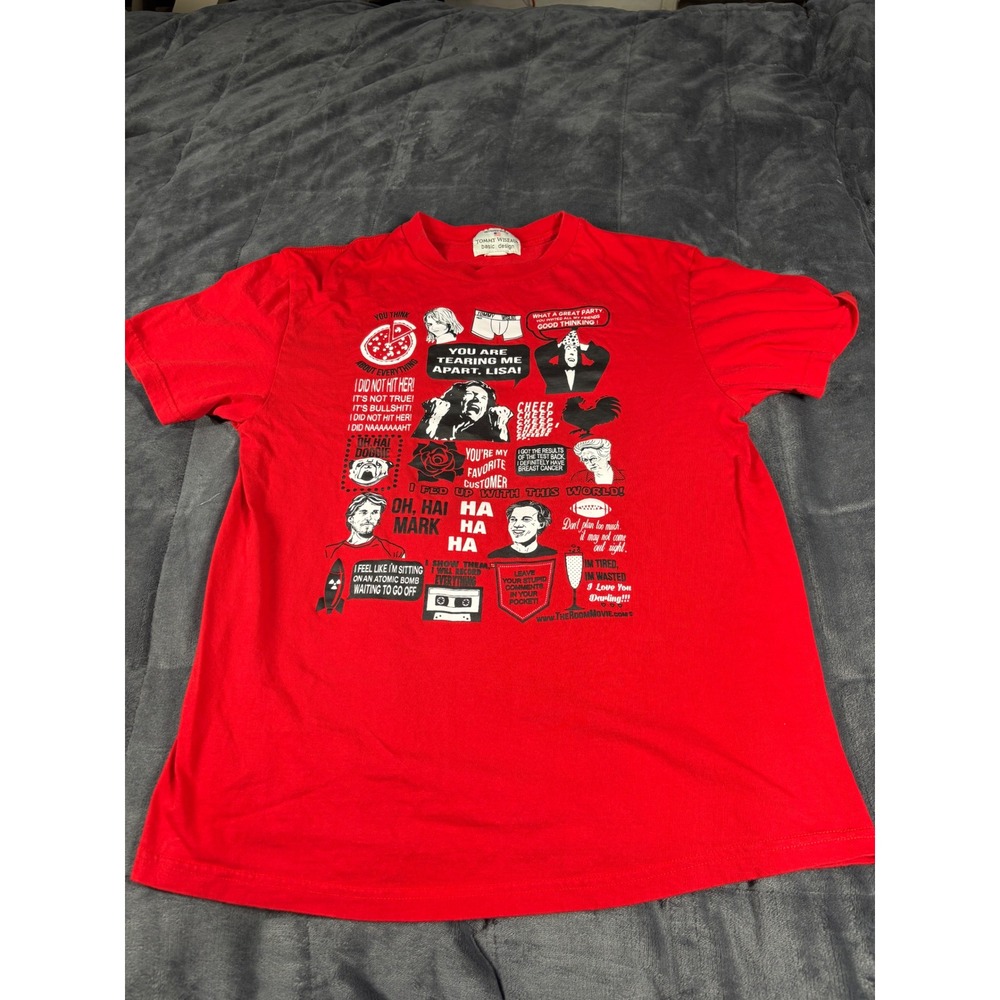 Tommy‎ Wiseau The Room Movie Quotes Red Graphic T-Shirt Mens Medium USA Cotton